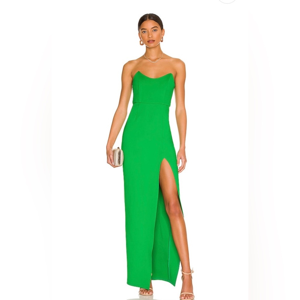 Superdown Ryleigh Strapless Maxi Dress in Green, size Small